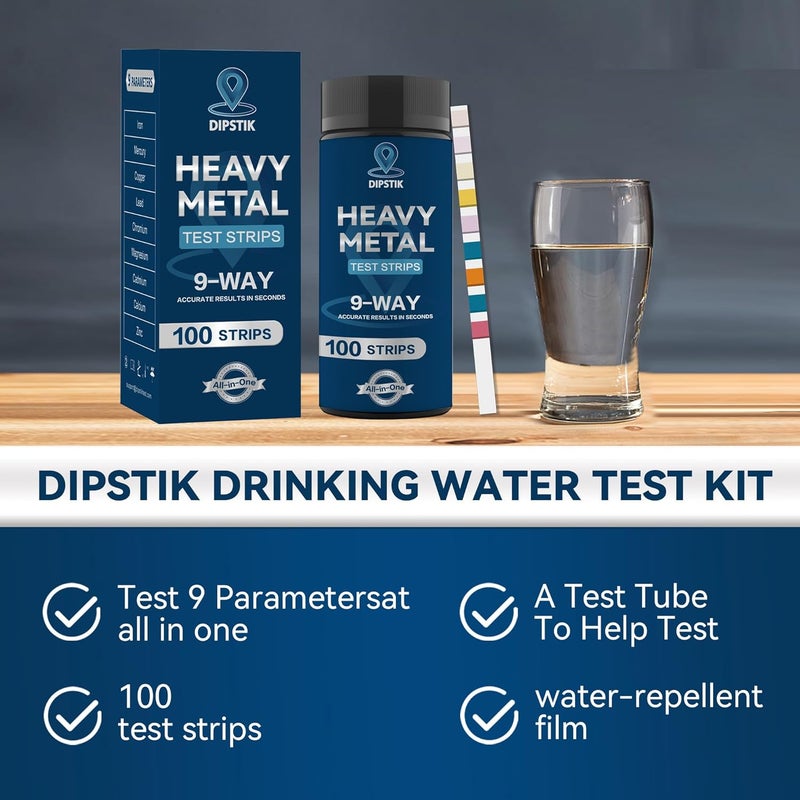 DIPSTIK 9 Way Heavy Metals Water Test Strips, 100ct Home Water Testing Kit for Iron, Mercury, Copper, Lead, Chromium, Magnesium, Cadmium, Calcium,Zinc - Image 5